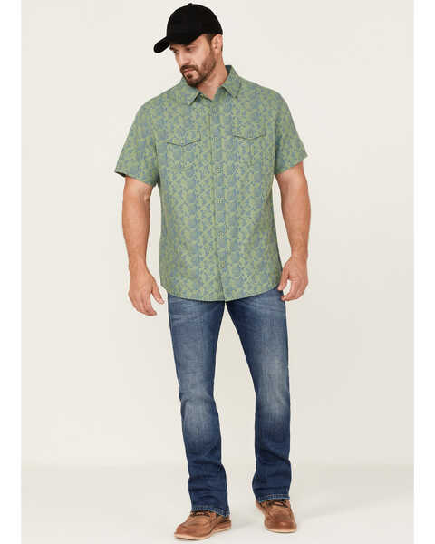 Image #2 - Brothers and Sons Men's Floral Print Short Sleeve Button-Down Western Shirt , Green, hi-res