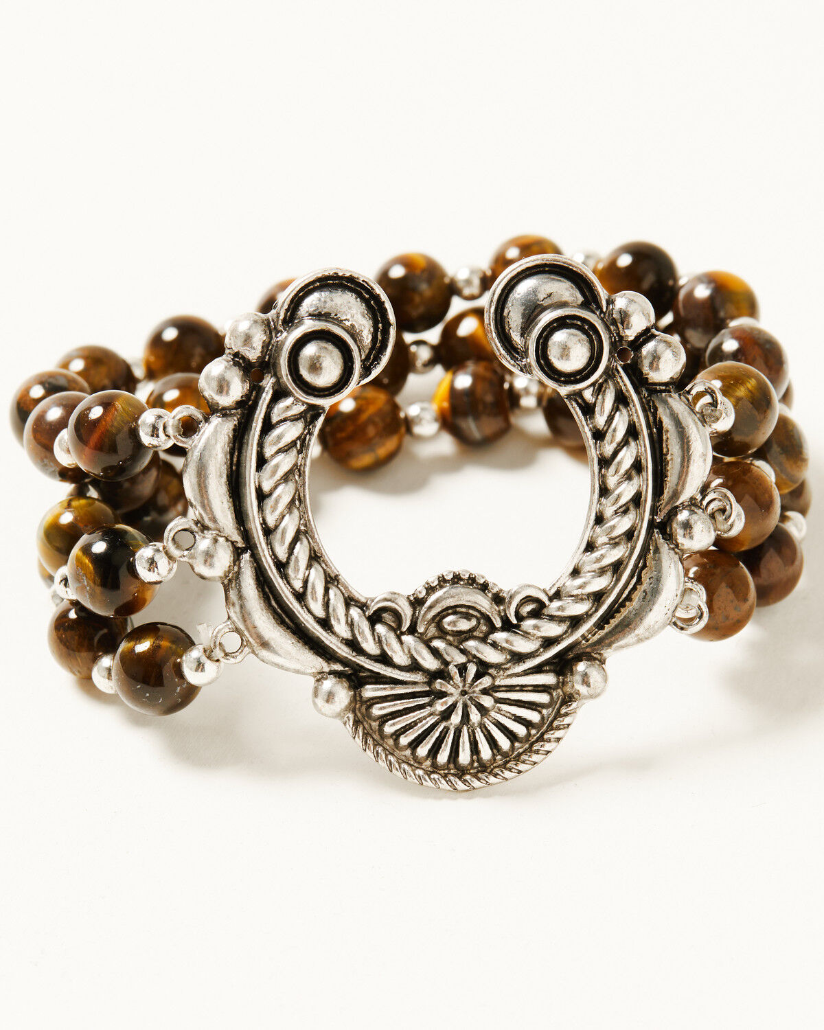Image #1 - Shyanne Women's Juniper Sky Squash Blossom Stretch Bracelet, Silver, hi-res