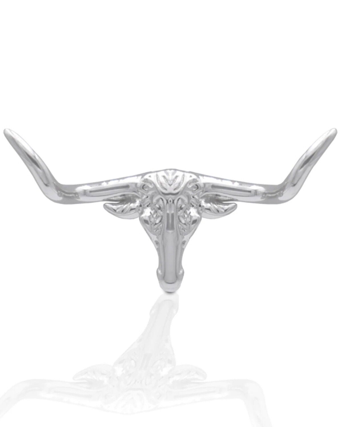 Kelly Herd Men's Silver Longhorn Tie Tack, Silver, hi-res