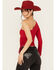 Panhandle Women's One Shoulder Long Sleeve Top, Red, hi-res