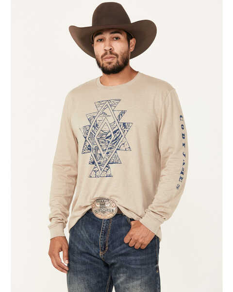 Image #1 - Cody James Men's Southwestern Scenic Long Sleeve Graphic T-Shirt, Tan, hi-res