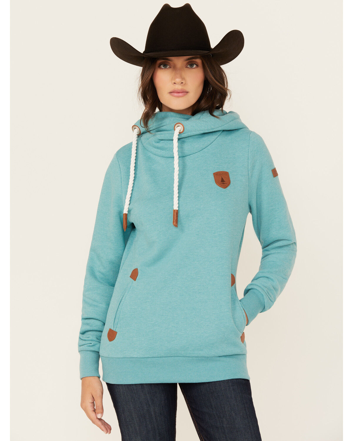 Image #1 - Wanakome Women's Artemis Solid Cowlneck Hoodie, Blue, hi-res