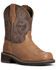Ariat Women's Croc Print Fatbaby Western Boots - Round Toe, Brown, hi-res