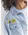 Image #4 - Wrangler® X Barbie™ Women's Light Wash Patched Denim Jacket , Light Wash, hi-res