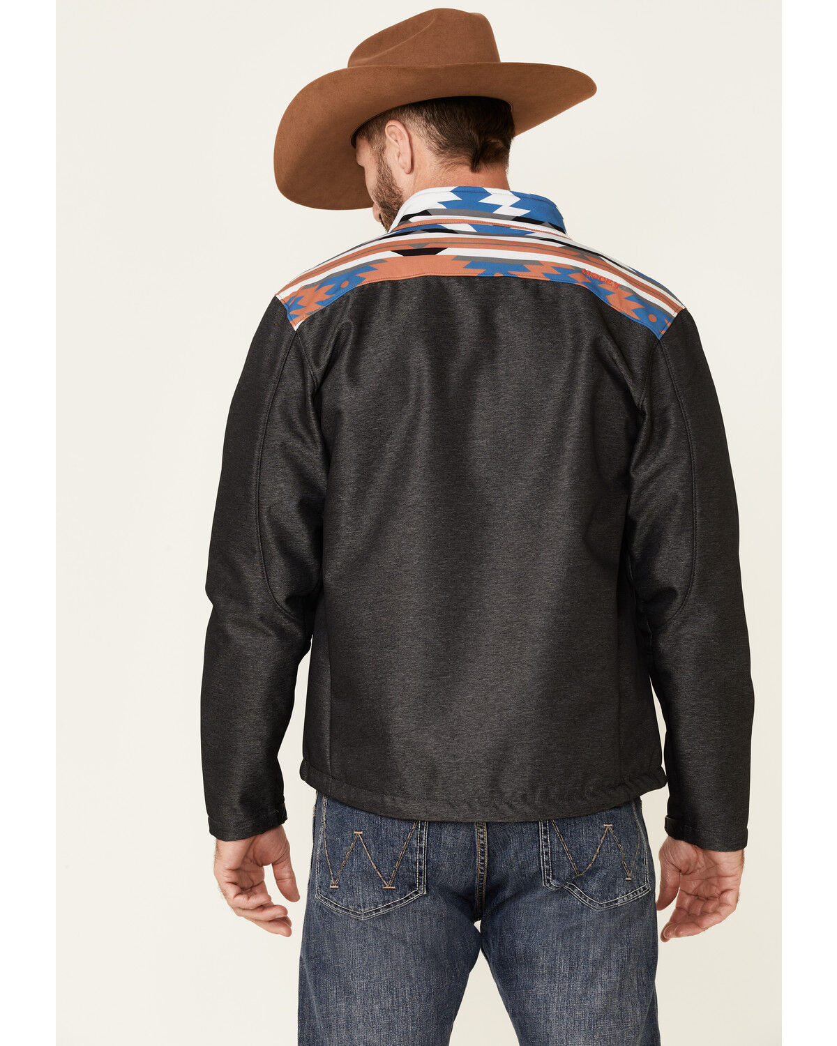 Image #4 - Hooey Men's Southwestern Print Zip-Front Softshell Jacket, Charcoal, hi-res