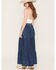 Image #3 - Angie Women's Acid Washed Split Maxi Skirt, Dark Wash, hi-res