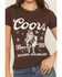 Image #3 - Coors Women's Rhinestone Stars Cowboy Short Sleeve Oversized Graphic Tee, Brown, hi-res