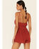 Wild Moss Women's Spaghetti Strap Smocked Waist Romper, Rust Copper, hi-res