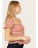 Trixxi Women's Floral Printed Smocked Top, Pink, hi-res