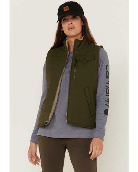 Carhartt Women's Utility Sherpa-Lined Zip-Front Reversible Work Vest , Green, hi-res