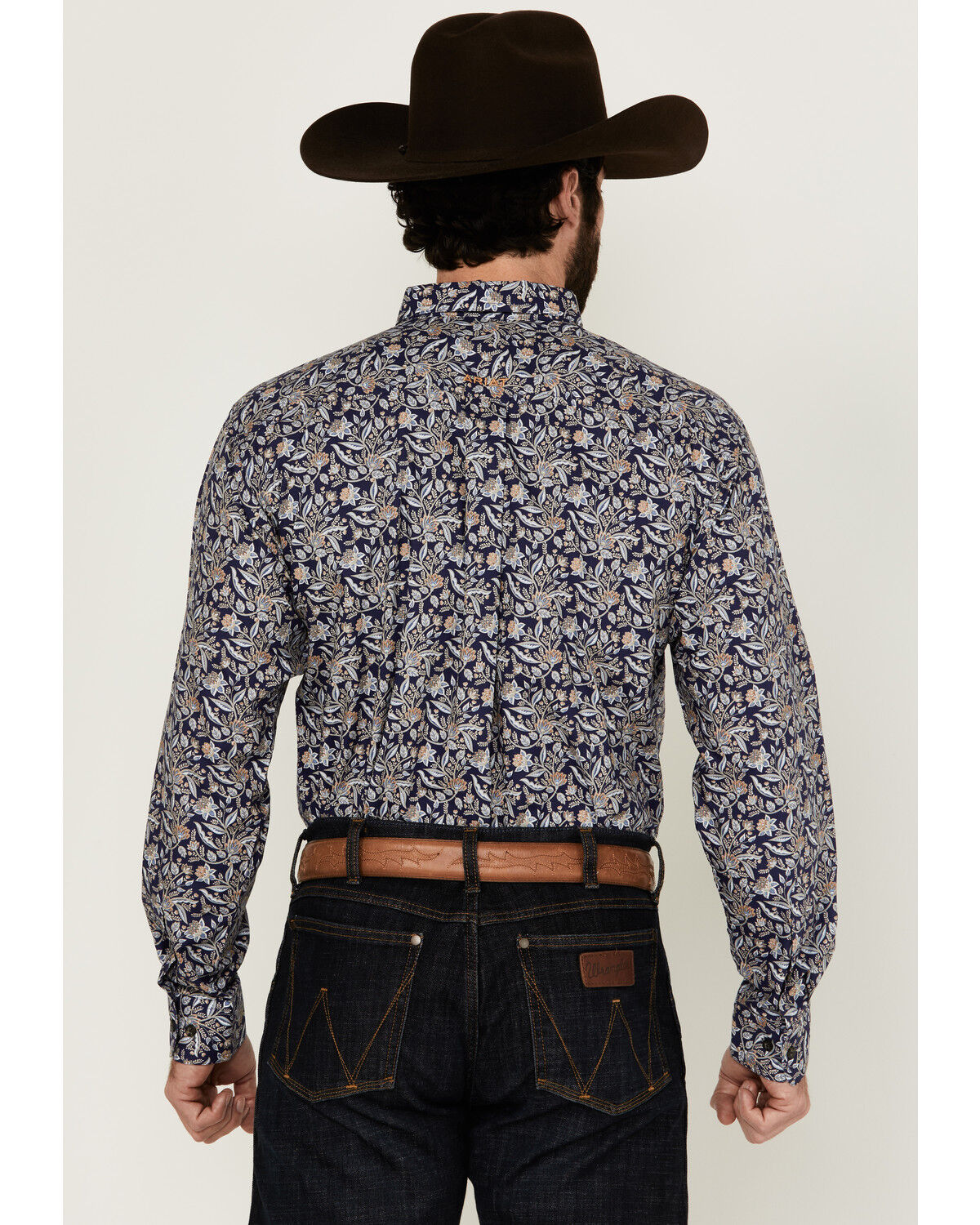 Image #4 - Ariat Men's Creighton Paisley Print Long Sleeve Button-Down Western Shirt - Tall, Navy, hi-res