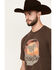 Image #2 - Wrangler Men's Boot Barn Exclusive Cowboy Scenic Logo Short Sleeve Graphic Print , Chocolate, hi-res