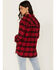 Image #4 - Idyllwind Women's Tira Plaid Star Print Flannel Pearl Snap Shacket, Ruby, hi-res