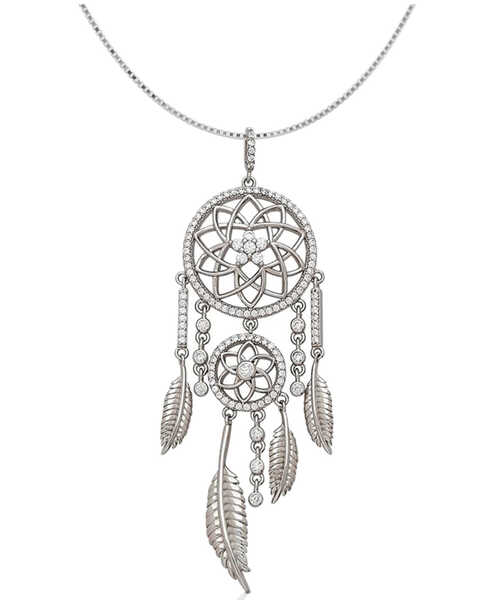 Image #1 - Kelly Herd Women's Silver Dreamcatcher Pendant Necklace, No Color, hi-res