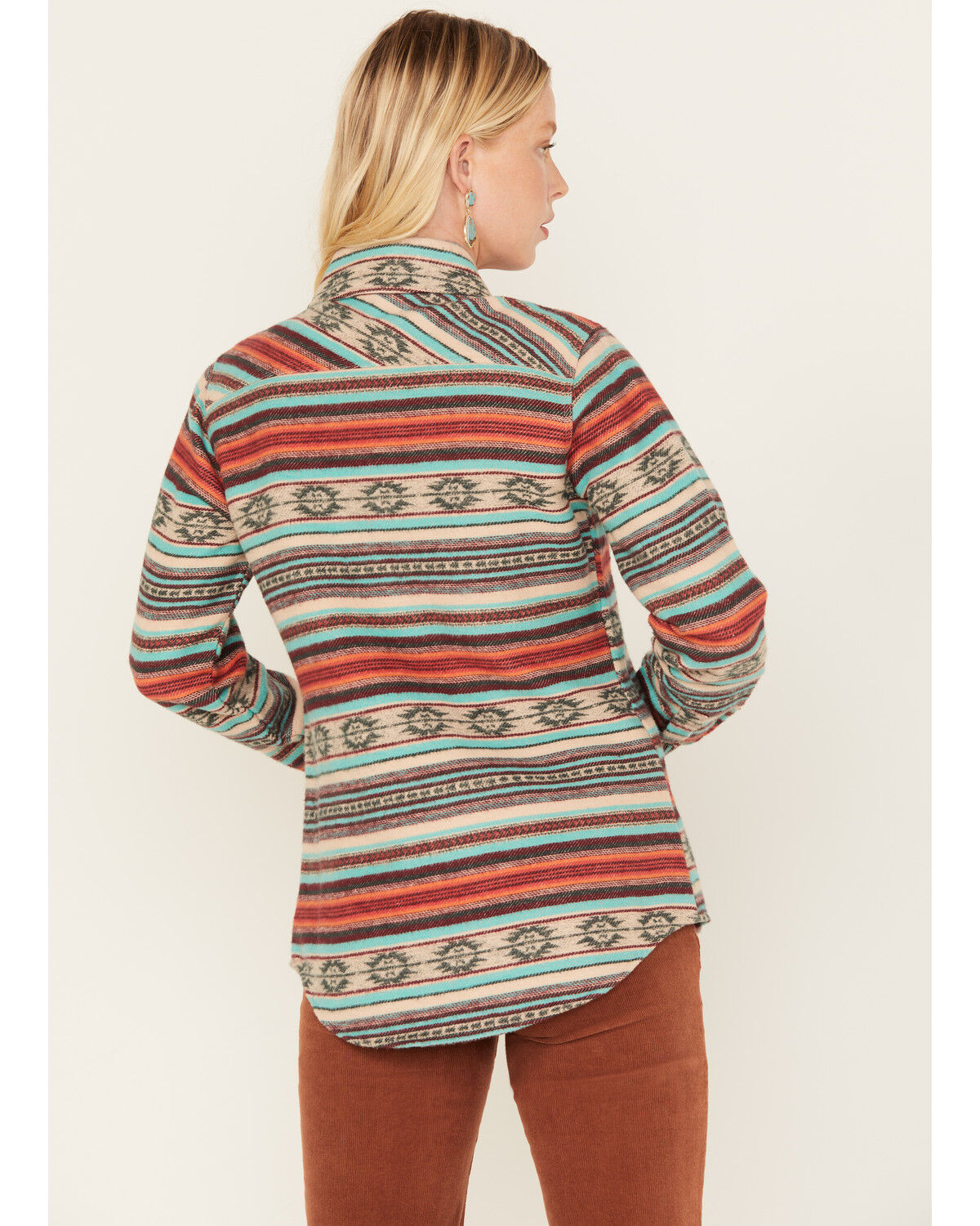 Image #4 - Panhandle Women's Southwestern Stripe Print Shacket, Jade, hi-res