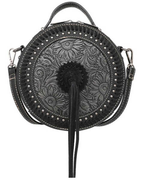 Montana West Women's Tooled Collection Canteen Crossbody , Black, hi-res