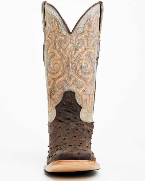 Image #4 - Tanner Mark Men's Exotic Full Quill Ostrich Western Boots - Broad Square Toe, Dark Brown, hi-res