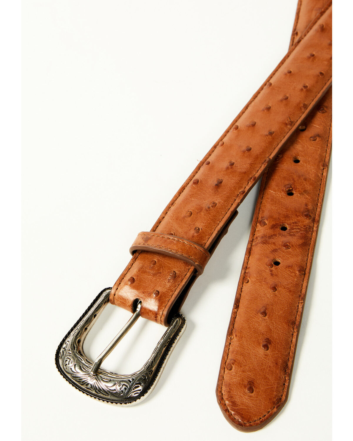 Image #2 - Cody James Men's Carver Exotic Ostrich Leather Belt, Cognac, hi-res