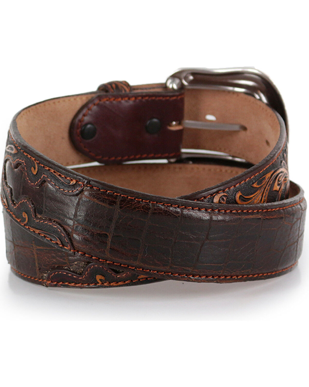 Image #3 - Tony Lama Men's Pinto Classic Leather Belt, Brown, hi-res