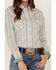Rough Stock by Panhandle Women's Southwestern Stripe Long Sleeve Snap Western Core Shirt, Ivory, hi-res