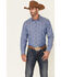 Pendleton Men's Indigo Chambray Allover Dobby Print Long Sleeve Button Down Western Shirt , Indigo, hi-res