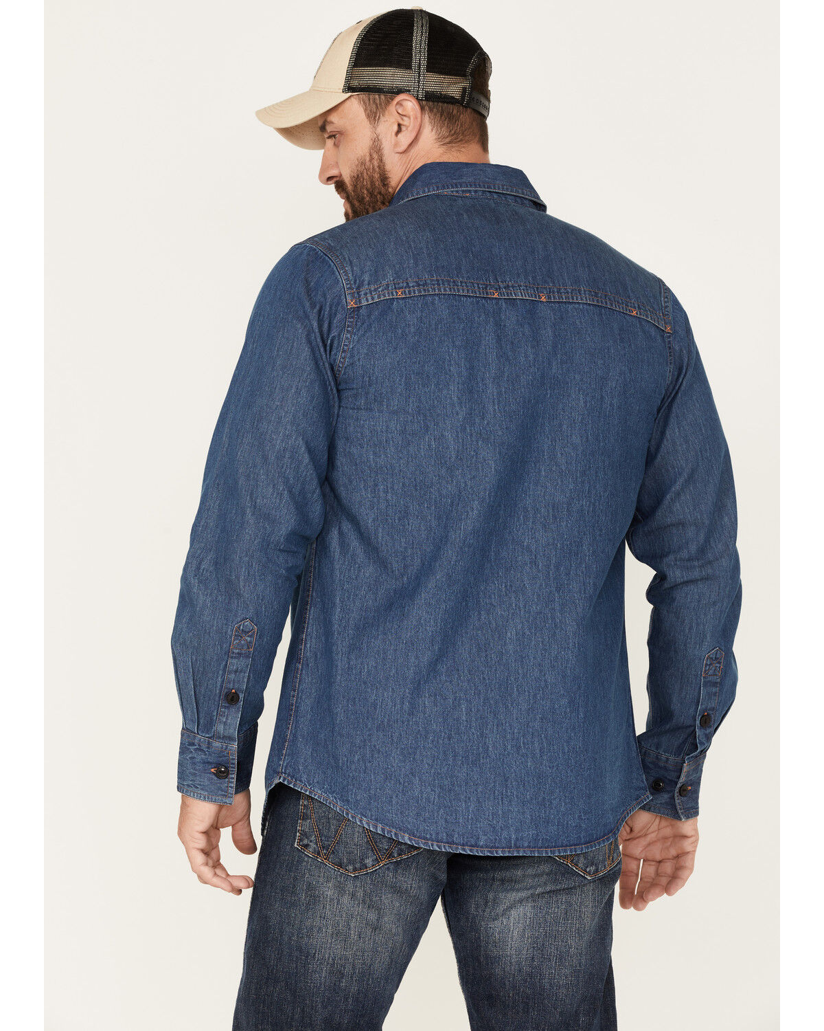 Image #4 - Resistol Men's Aspen Denim Long Sleeve Button Down Shirt, Medium Wash, hi-res