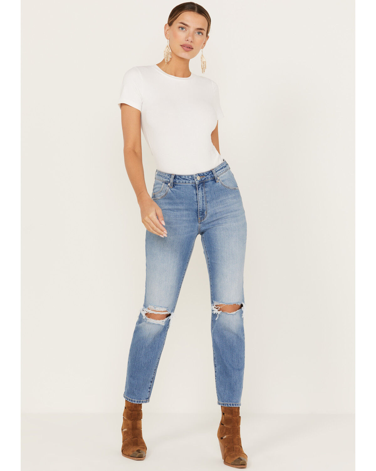 Image #1 - Rolla's Women's Medium Wash Mid Rise Miller Cropped Jeans, Blue, hi-res