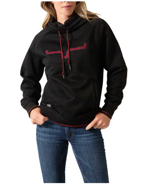 Image #1 - Kimes Ranch Women's Two Scoop Logo Hooded Sweatshirt, Black, hi-res