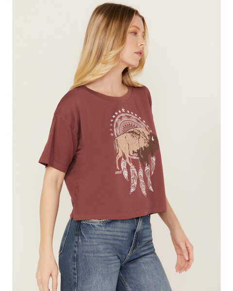 Image #2 - Ariat Women's Buffalo Short Sleeve Cropped Graphic Tee, Rust Copper, hi-res