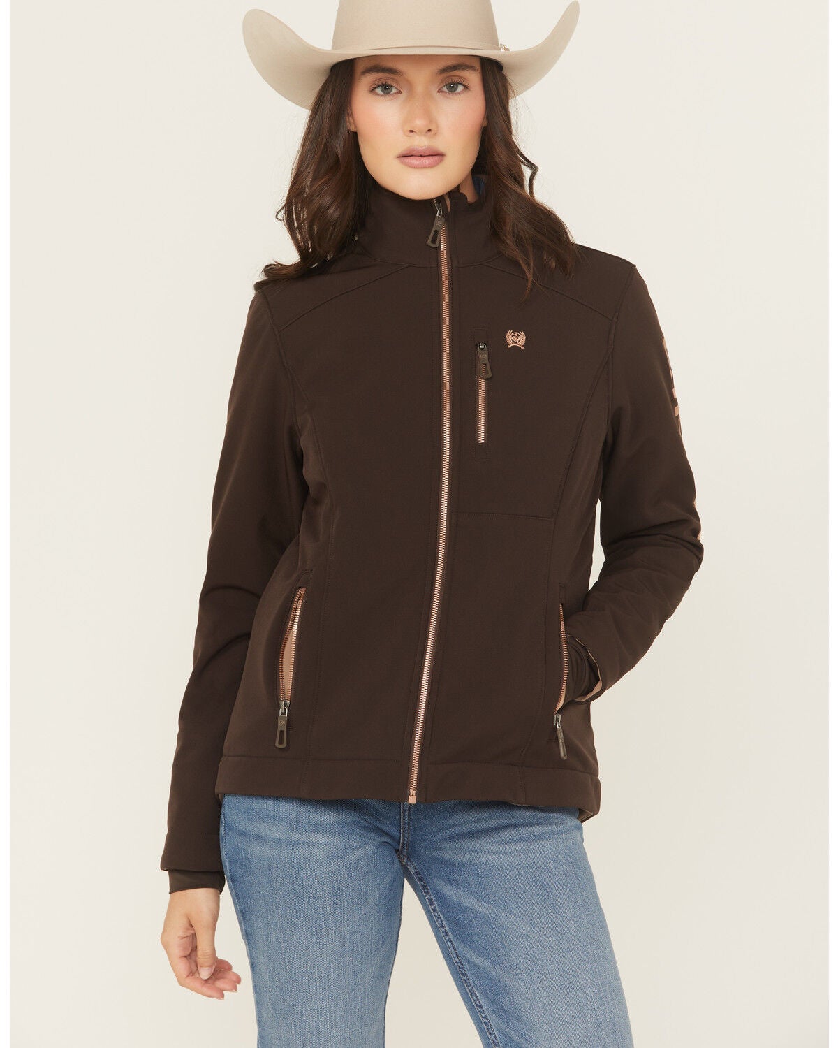 Cinch Women's Bonded Concealed Carry Softshell Jacket, Brown, hi-res
