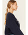 Image #2 - Wrangler Women's Oversized Born Free Modern Crewneck Sweatshirt, Navy, hi-res