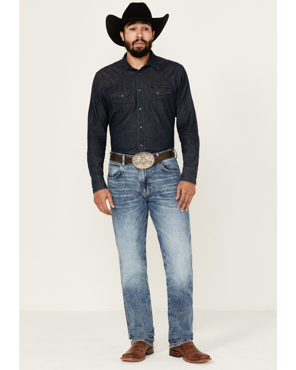 Image #1 - Wrangler Retro Men's Medium Wash Applewood Slim Straight Stretch Denim Jeans, Medium Wash, hi-res