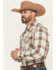 Image #2 - Wrangler Retro Men's Plaid Print Long Sleeve Snap Western Shirt, Brown, hi-res
