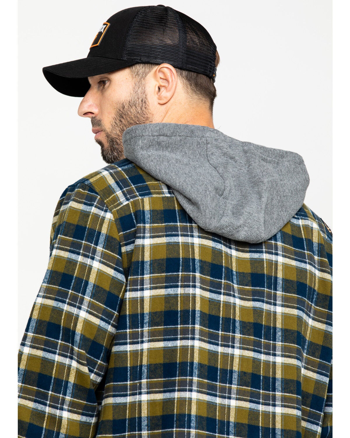 Hawx Men's Grey Plaid Hooded Flannel 