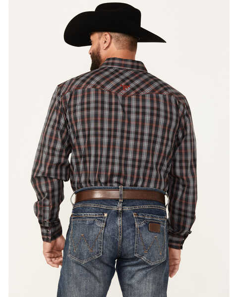 Image #4 - Cowboy Hardware Men's Arroyo Plaid Print Long Sleeve Snap Western Shirt, Dark Grey, hi-res