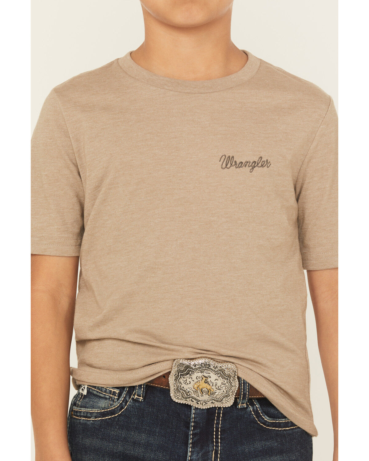 Image #3 - Wrangler Boys' Cactus Logo Short Sleeve Graphic T-Shirt, Tan, hi-res