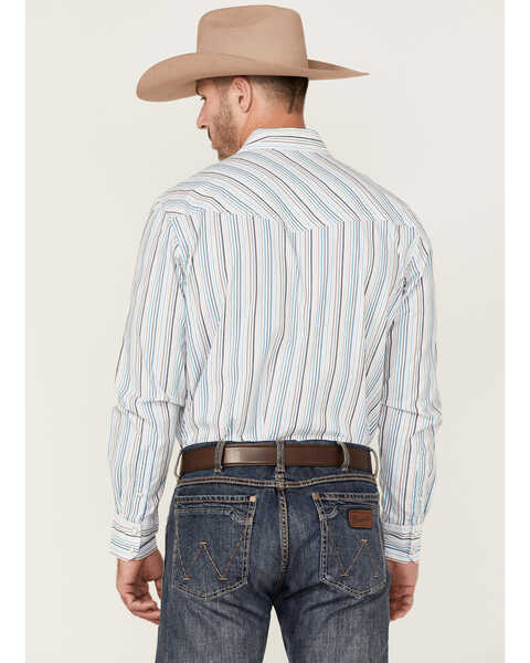 Image #4 - Wrangler 20X Men's Advanced Comfort Striped Long Sleeve Snap Western Shirt , Turquoise, hi-res