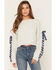 Image #1 - Originality Women's Ribbon Sleeve Sweater, Grey, hi-res