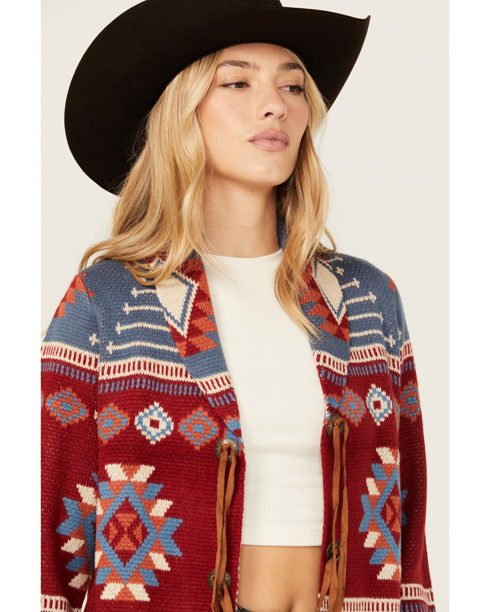 Product Name Cotton & Rye Women's Southwestern Print Conch Cardigan