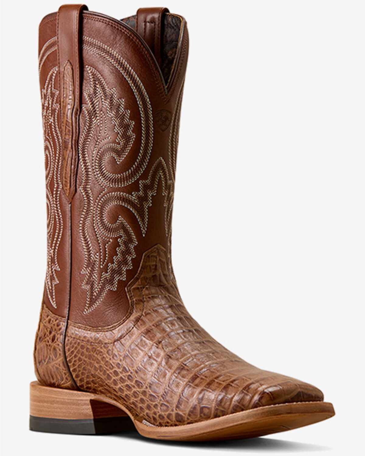 Image #1 - Ariat Men's Classic Callen Exotic Caiman Western Boots - Broad Square Toe, Brown, hi-res
