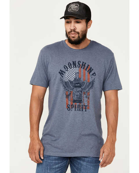Image #1 - Moonshine Spirit Men's Winged Bottle Short Sleeve Graphic T-Shirt, Charcoal, hi-res