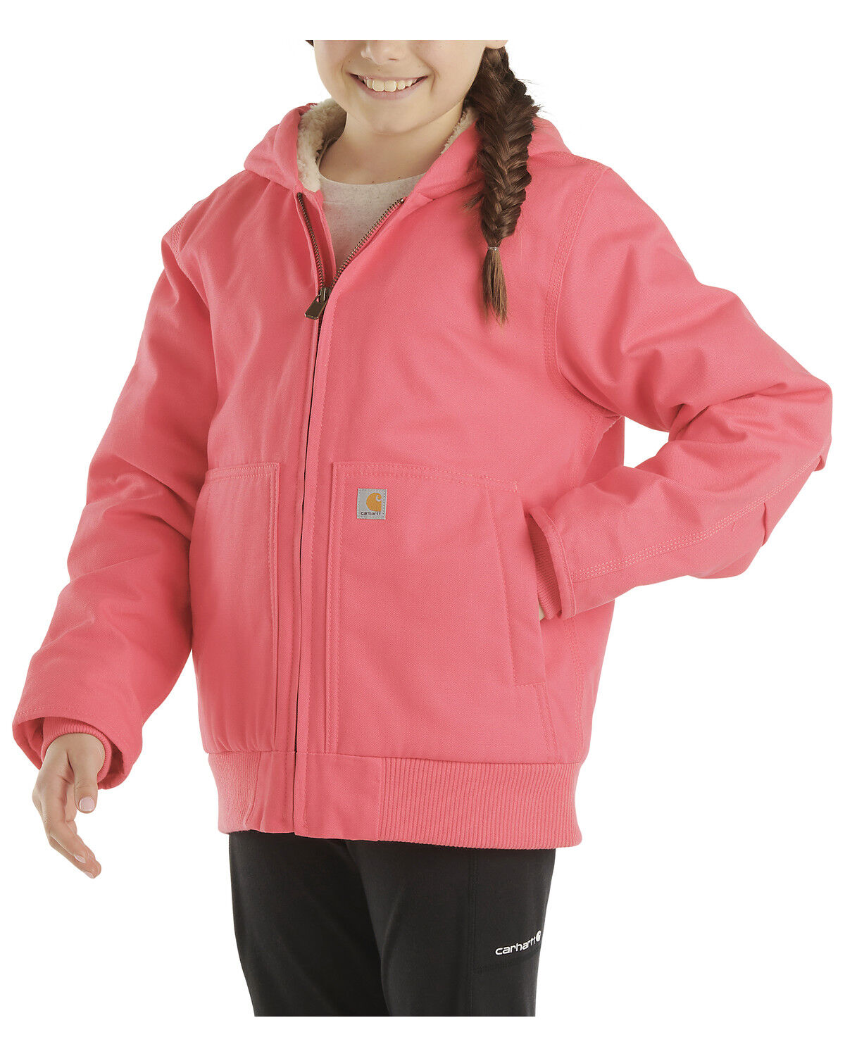 Image #1 - Carhartt Little Girls' Insulated Hooded Active Jacket, Light Pink, hi-res