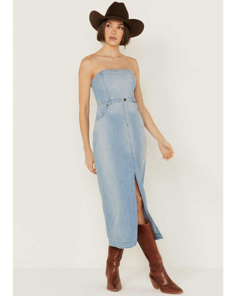 Image #1 - Free People Women's Picture Perfect Midi Denim Dress, Blue, hi-res