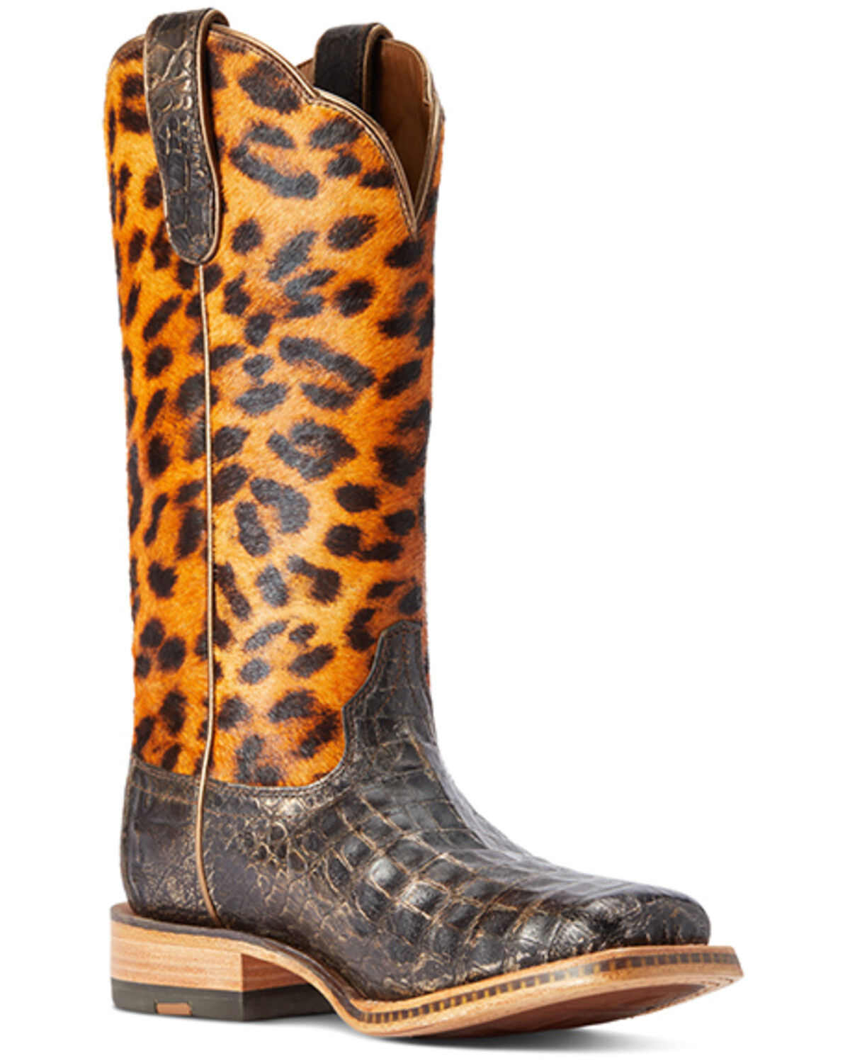 Image #1 - Ariat Women's Donatella Exotic Caiman Western Boots - Broad Square Toe, Black, hi-res