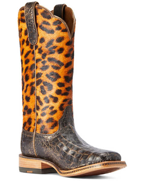 Image #1 - Ariat Women's Donatella Exotic Caiman Western Boots - Broad Square Toe , Black, hi-res