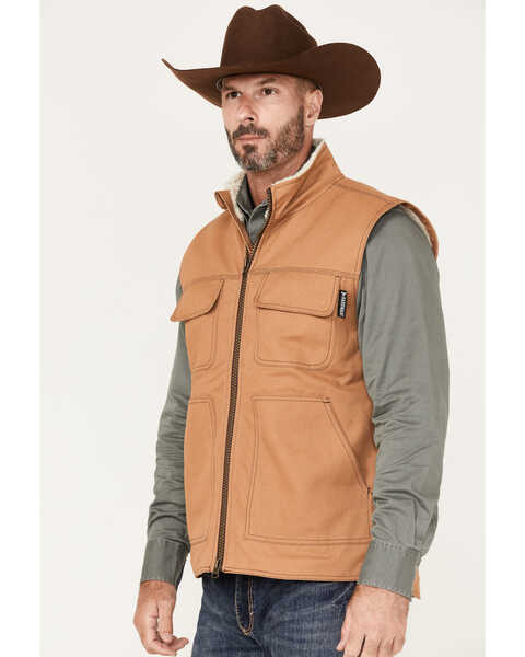Image #2 - Cowboy Hardware Men's Ranch Canvas Berber Sherpa-Lined Vest, Camel, hi-res