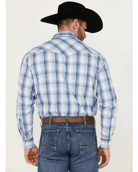 Image #4 - Wrangler 20X Men's Advanced Comfort Plaid Print Long Sleeve Snap Stretch Western Shirt -Tall , Blue, hi-res
