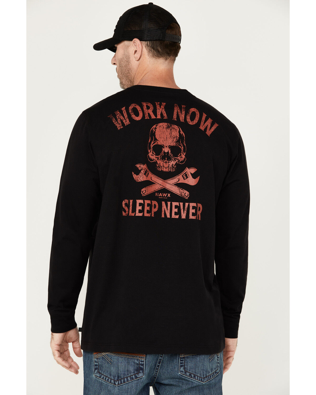 Image #1 - Hawx Men's Never Sleep Long Sleeve Graphic T-Shirt, Black, hi-res