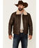 Image #1 - Wrangler Men's Vintage Sherpa Lined Leather Jacket, Brown, hi-res