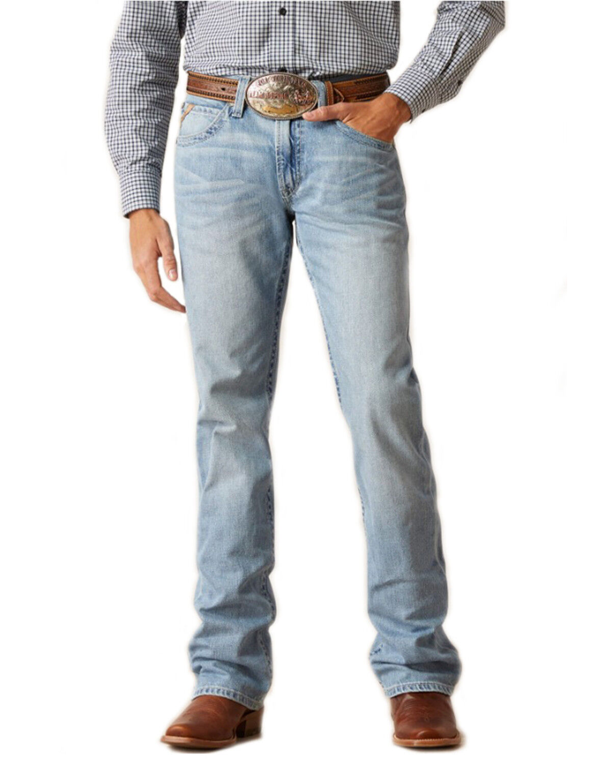 Image #3 - Ariat Men's M5 Cruz Noah Light Wash Straight Denim Jeans, Light Wash, hi-res